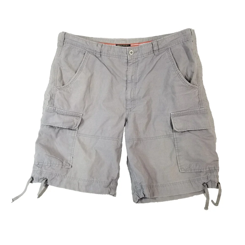 Banana Republic cargo hiking shorts mens 38x11 gray cotton ripstop outdoor urban